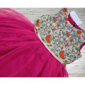 Z-3 A.T.U.N Floral Tulle Overlay girls Dress Amelia FUSHIA sz 1-2yr new